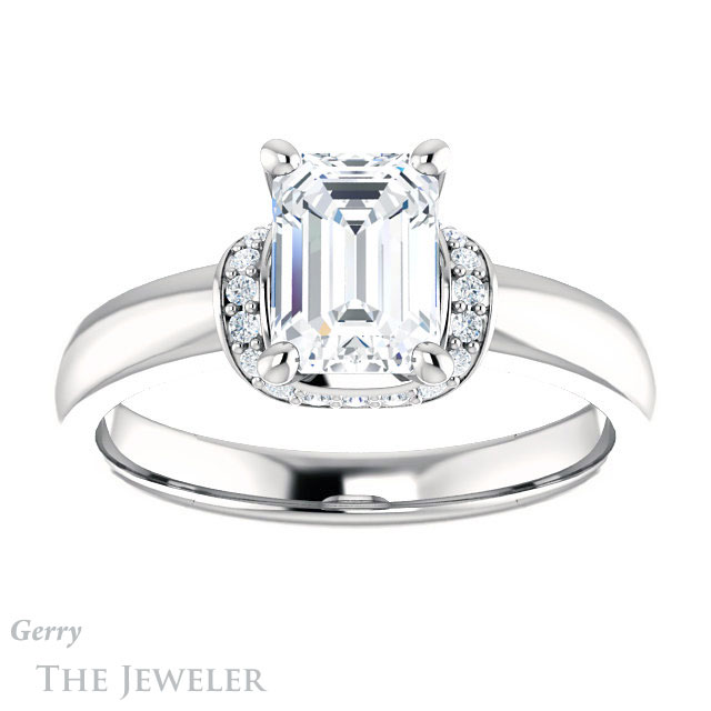 Emerald Cut Forever Brilliant Moissanite Engagement Ring #GTJ1261-emerald-fb-w