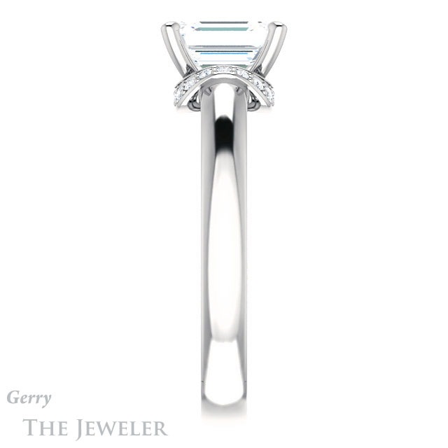 Emerald Cut Forever One Moissanite Engagement Ring #GTJ1261-emerald-fb-w 3 Emerald Cut Forever Brilliant Moissanite Engagement Ring #GTJ1261-emerald-fb-w