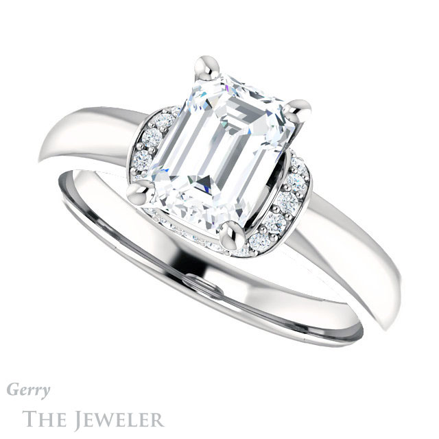 Emerald Cut Forever One Moissanite Engagement Ring #GTJ1261-emerald-fb-w 5 Emerald Cut Forever Brilliant Moissanite Engagement Ring #GTJ1261-emerald-fb-w