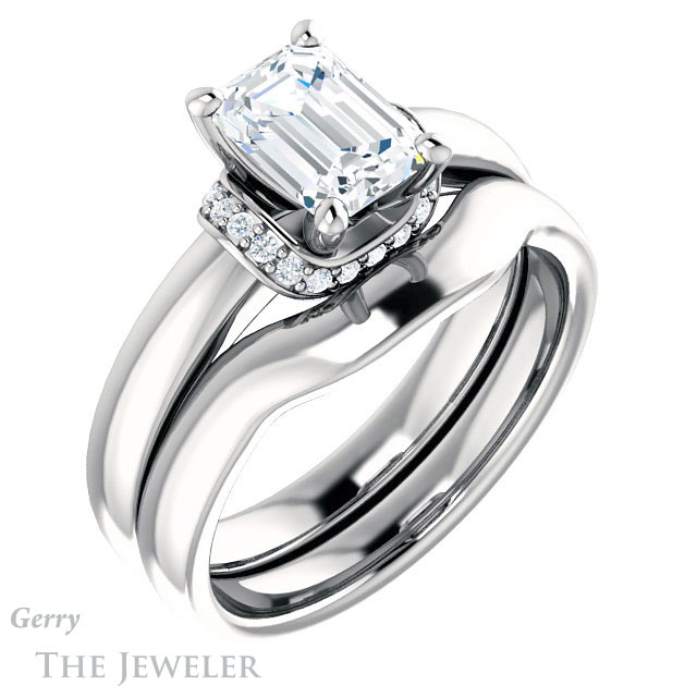 Emerald Cut Forever One Moissanite Engagement Ring #GTJ1261-emerald-fb-w 6 Emerald Cut Forever Brilliant Moissanite Engagement Ring #GTJ1261-emerald-fb-w