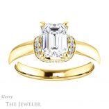 Emerald Cut Forever One Moissanite Engagement Ring #GTJ1261-emerald-fb-y 1 Emerald Cut Forever Brilliant Moissanite Engagement Ring #GTJ1261-emerald-fb-y