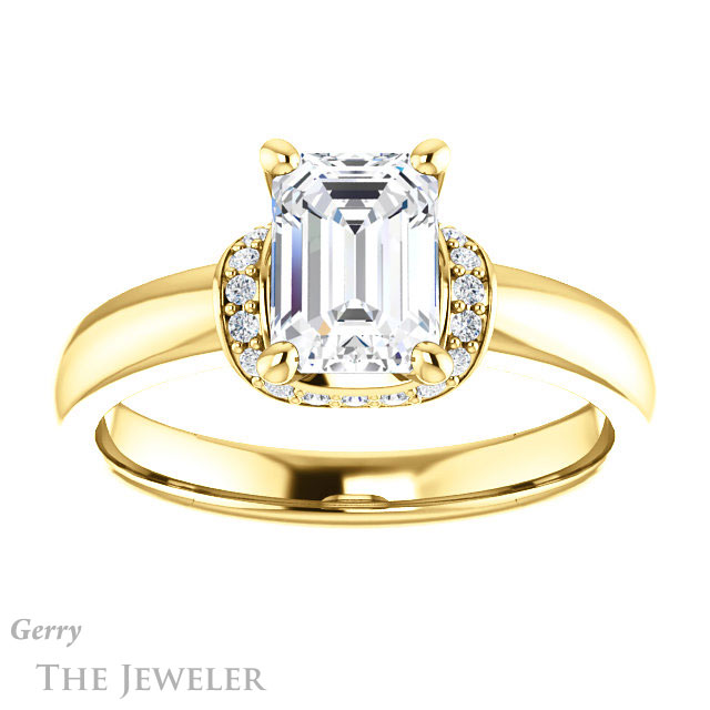 Emerald Cut Forever Brilliant Moissanite Engagement Ring #GTJ1261-emerald-fb-y
