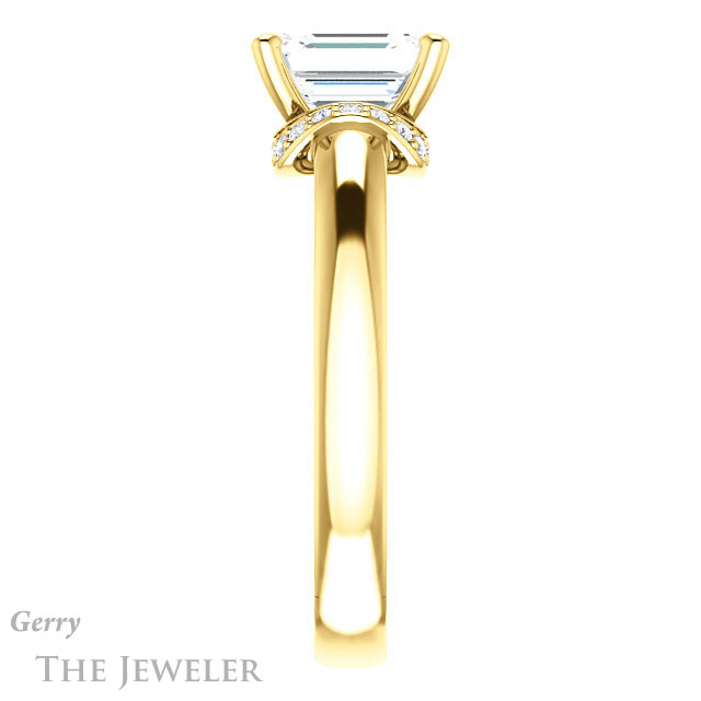 Emerald Cut Forever One Moissanite Engagement Ring #GTJ1261-emerald-fb-y 3 Emerald Cut Forever Brilliant Moissanite Engagement Ring #GTJ1261-emerald-fb-y