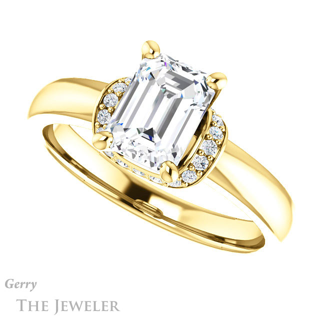 Emerald Cut Forever One Moissanite Engagement Ring #GTJ1261-emerald-fb-y 5 Emerald Cut Forever Brilliant Moissanite Engagement Ring #GTJ1261-emerald-fb-y