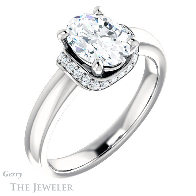 Oval Shaped Forever One Moissanite Engagement Ring #GTJ1261-oval-fo-w