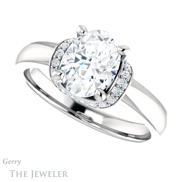 Oval Shaped Forever One Moissanite Engagement Ring #GTJ1261-oval-fo-w