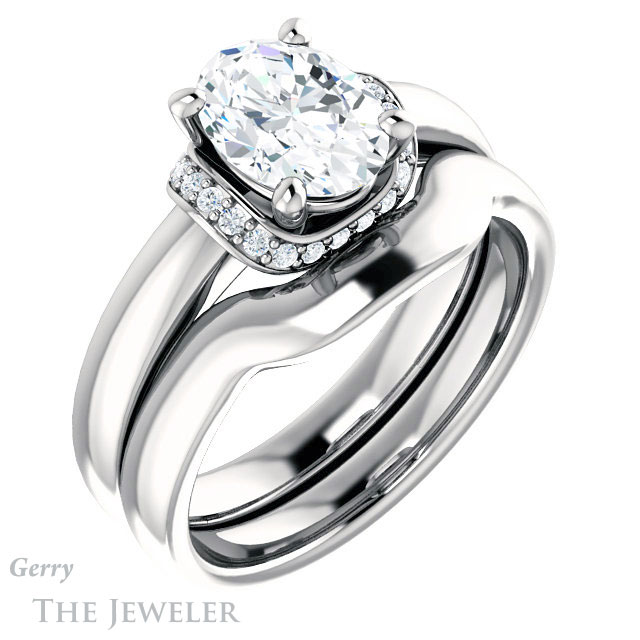 Oval Shaped Forever One Moissanite Engagement Ring #GTJ1261-oval-fo-w