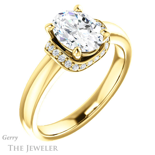 Oval Shaped Forever One Moissanite Engagement Ring #GTJ1261-oval-fo-y