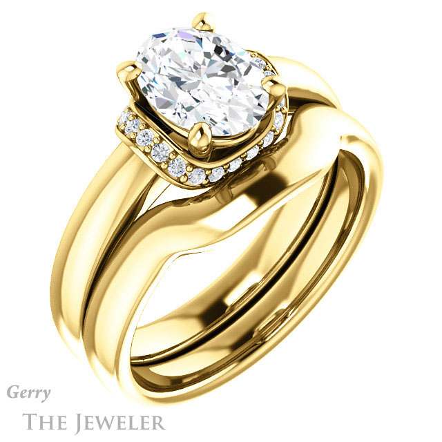 Oval Shaped Forever One Moissanite Engagement Ring #GTJ1261-oval-fo-y