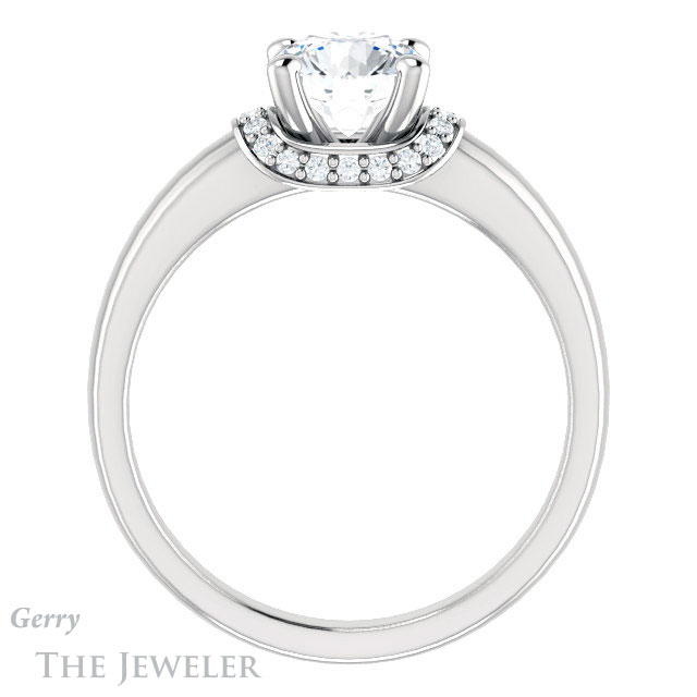 Round Cut Forever One Moissanite Engagement Ring #GTJ1261-round-fo-w