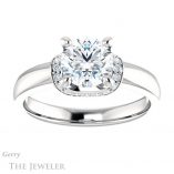 Round Cut Forever One Moissanite Engagement Ring #GTJ1261-round-fo-w 1 Round Cut Forever One Moissanite Engagement Ring #GTJ1261-round-fo-w