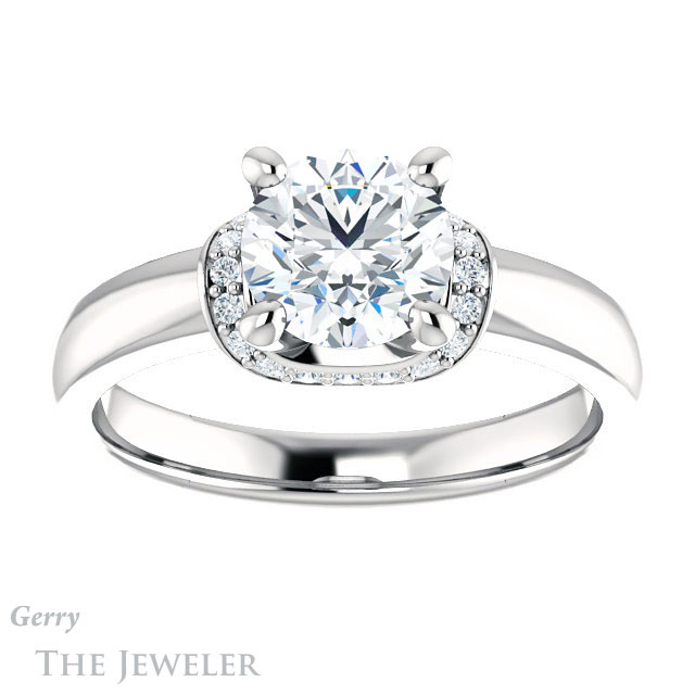 Round Cut Forever One Moissanite Engagement Ring #GTJ1261-round-fo-w