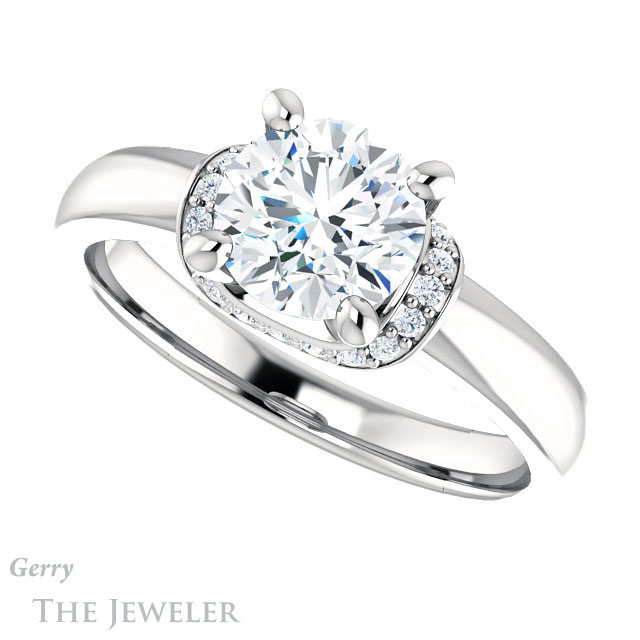 Round Cut Forever One Moissanite Engagement Ring #GTJ1261-round-fo-w 5 Round Cut Forever One Moissanite Engagement Ring #GTJ1261-round-fo-w