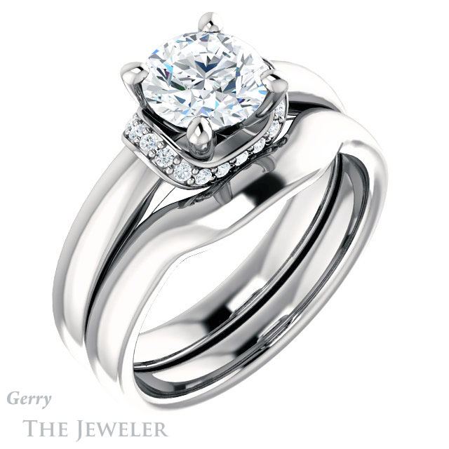 Round Cut Forever One Moissanite Engagement Ring #GTJ1261-round-fo-w 6 Round Cut Forever One Moissanite Engagement Ring #GTJ1261-round-fo-w