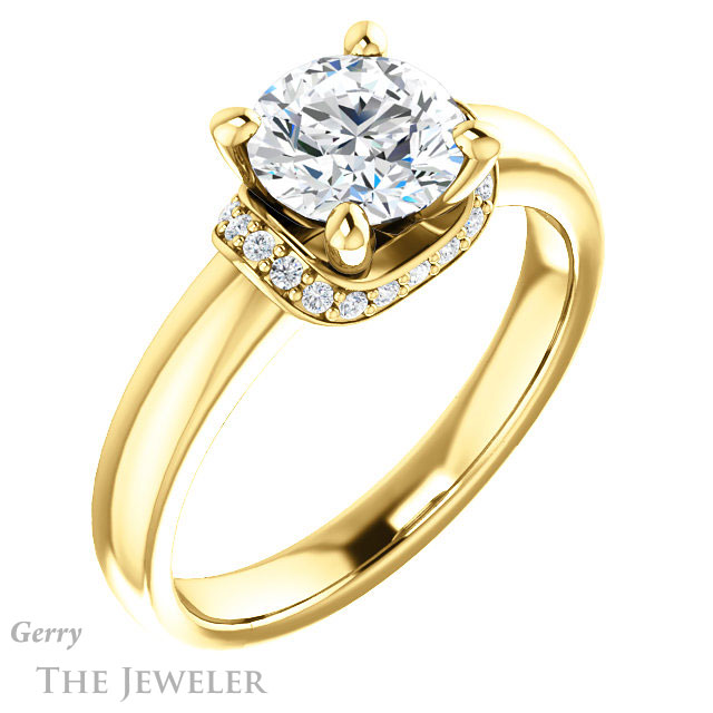 Round Cut Forever One Moissanite Engagement Ring #GTJ1261-round-fo-y