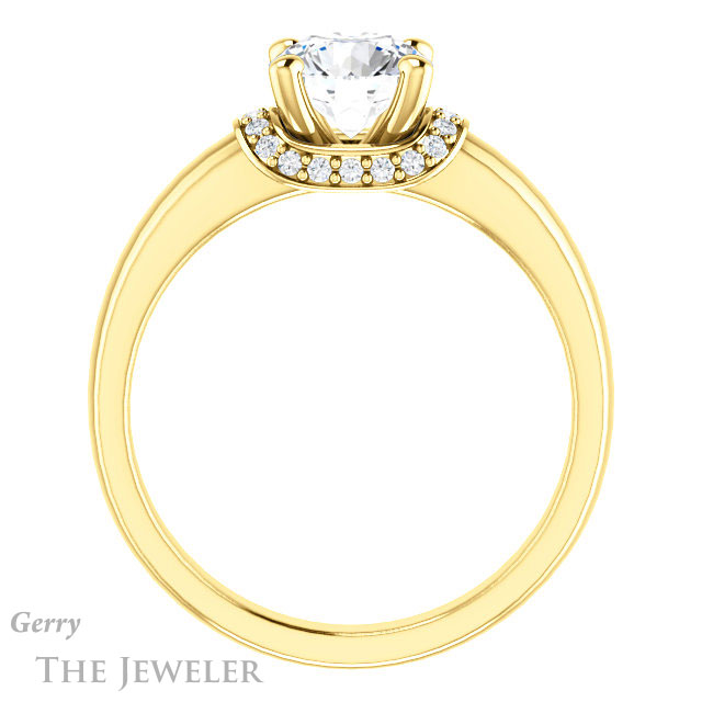 Round Cut Forever One Moissanite Engagement Ring #GTJ1261-round-fo-y