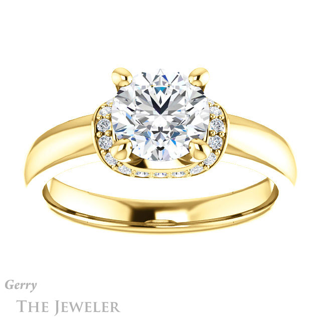Round Cut Forever One Moissanite Engagement Ring #GTJ1261-round-fo-y