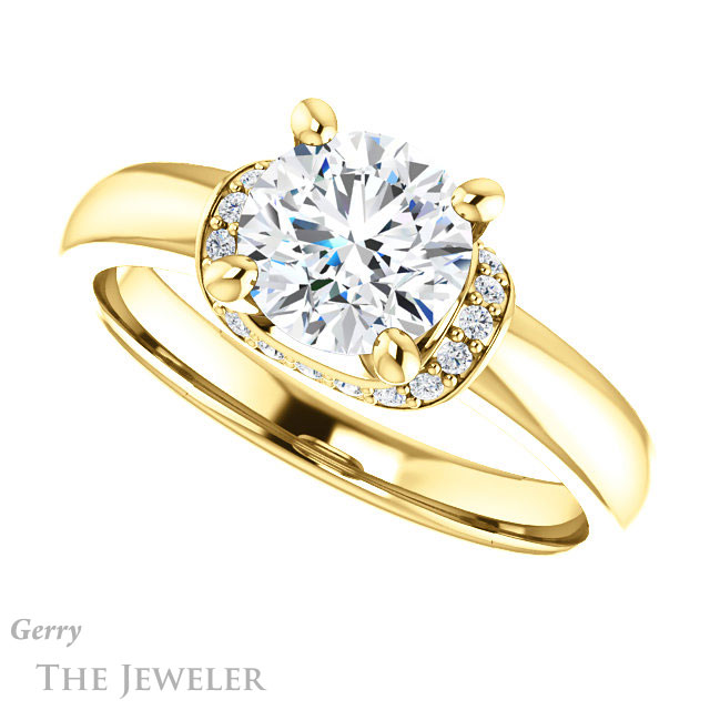 Round Cut Forever One Moissanite Engagement Ring #GTJ1261-round-fo-y