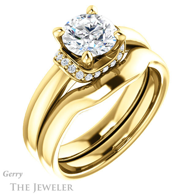 Round Cut Forever One Moissanite Engagement Ring #GTJ1261-round-fo-y