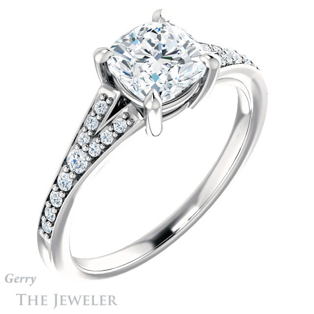 Cushion Cut Forever One Moissanite Engagement Ring #GTJ1262-cushion-fo-w