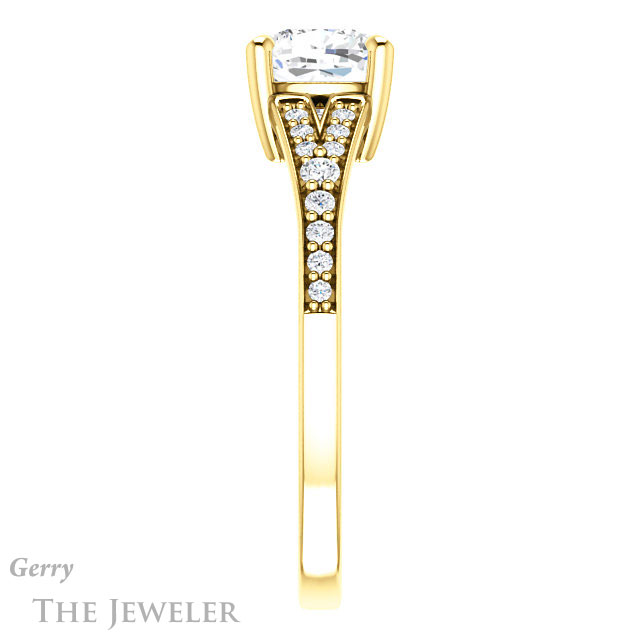 Cushion Cut Forever One Moissanite Engagement Ring #GTJ1262-cushion-fo-y 3 Cushion Cut Forever One Moissanite Engagement Ring #GTJ1262-cushion-fo-y