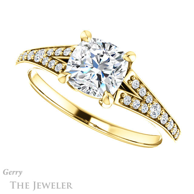 Cushion Cut Forever One Moissanite Engagement Ring #GTJ1262-cushion-fo-y 5 Cushion Cut Forever One Moissanite Engagement Ring #GTJ1262-cushion-fo-y