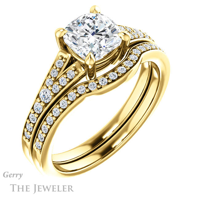 Cushion Cut Forever One Moissanite Engagement Ring #GTJ1262-cushion-fo-y 6 Cushion Cut Forever One Moissanite Engagement Ring #GTJ1262-cushion-fo-y