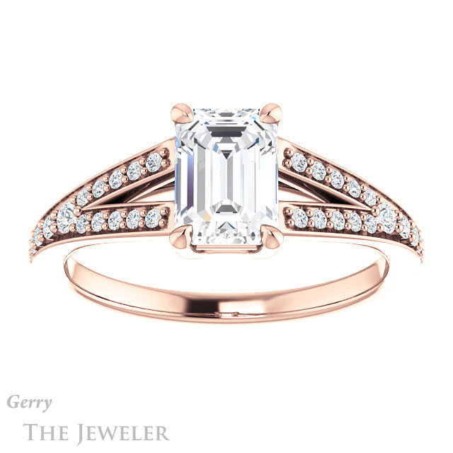 Emerald Cut Forever Brilliant Moissanite Engagement Ring #GTJ1262-emerald-fb-r