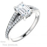 Emerald Cut Forever Brilliant Moissanite Engagement Ring #GTJ1262-emerald-fb-w