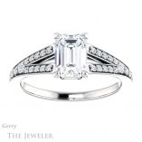 Emerald Cut Forever Brilliant Moissanite Engagement Ring #GTJ1262-emerald-fb-w