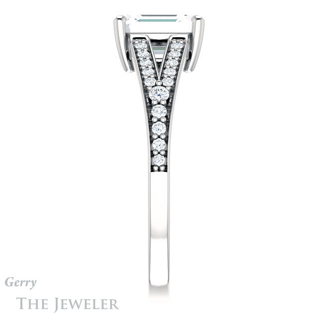 Emerald Cut Forever Brilliant Moissanite Engagement Ring #GTJ1262-emerald-fb-w