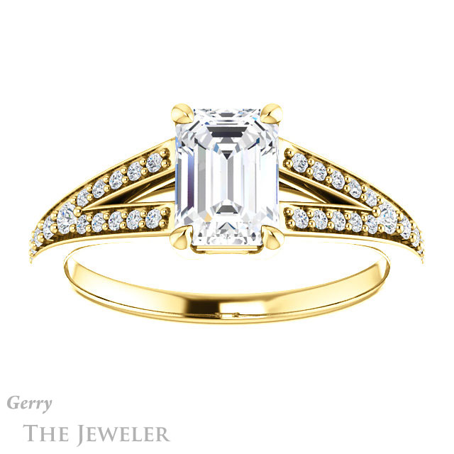 Emerald Cut Forever Brilliant Moissanite Engagement Ring #GTJ1262-emerald-fb-y
