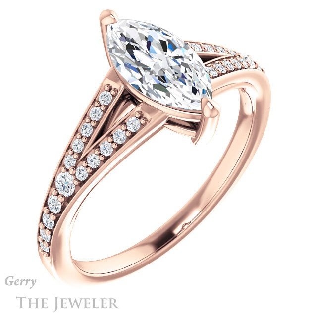Marquise Cut Forever One Moissanite Engagement Ring #GTJ1262-marquise-fb-r 4 Marquise Cut Forever Brilliant Moissanite Engagement Ring #GTJ1262-marquise-fb-r