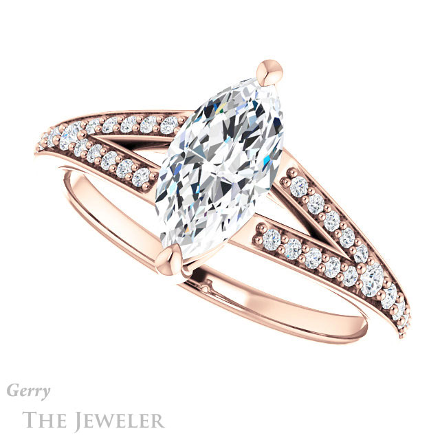 Marquise Cut Forever One Moissanite Engagement Ring #GTJ1262-marquise-fb-r 5 Marquise Cut Forever Brilliant Moissanite Engagement Ring #GTJ1262-marquise-fb-r
