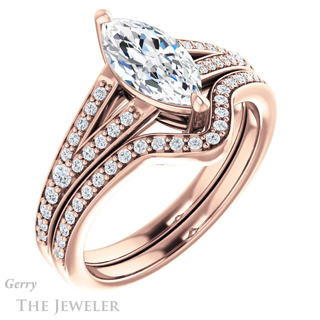 Marquise Cut Forever One Moissanite Engagement Ring #GTJ1262-marquise-fb-r 6 Marquise Cut Forever Brilliant Moissanite Engagement Ring #GTJ1262-marquise-fb-r