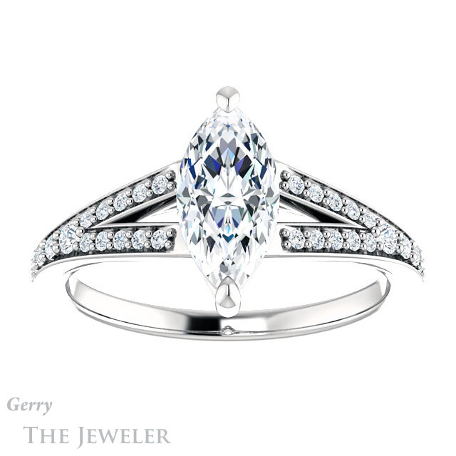 Marquise Cut Forever Brilliant Moissanite Engagement Ring #GTJ1262-marquise-fb-w