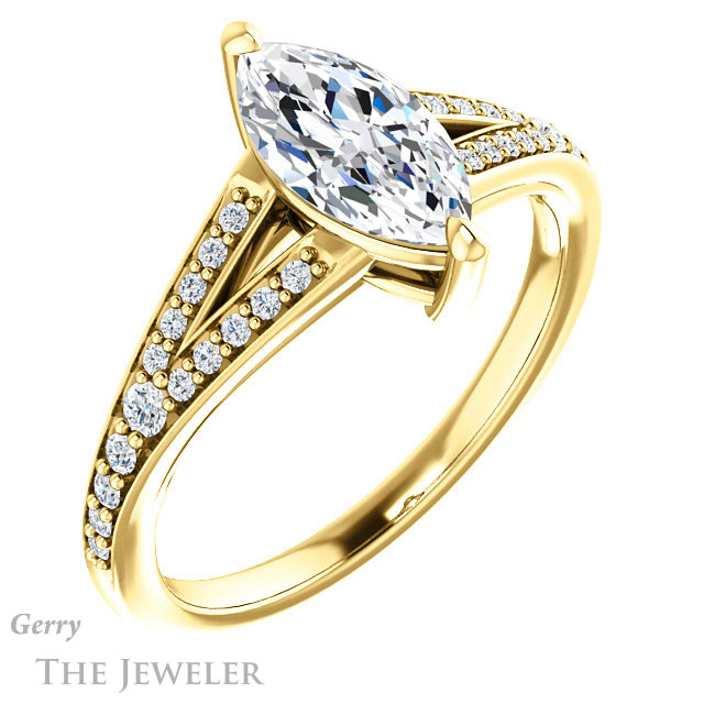 Marquise Cut Forever Brilliant Moissanite Engagement Ring #GTJ1262-marquise-fb-y