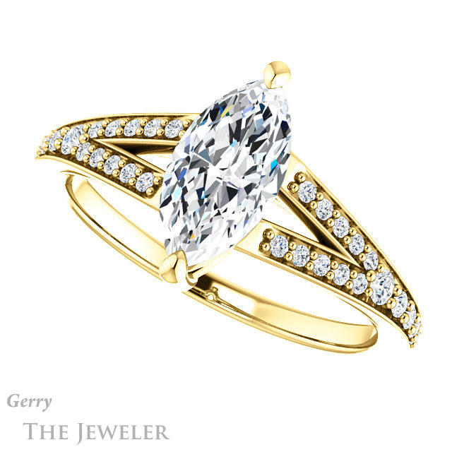 Marquise Cut Forever Brilliant Moissanite Engagement Ring #GTJ1262-marquise-fb-y