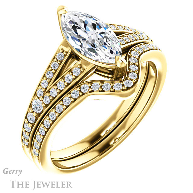 Marquise Cut Forever Brilliant Moissanite Engagement Ring #GTJ1262-marquise-fb-y
