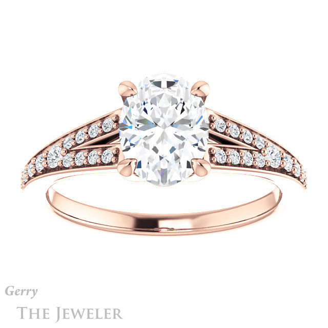 Oval Shaped Forever One Moissanite Engagement Ring #GTJ1262-oval-fo-r
