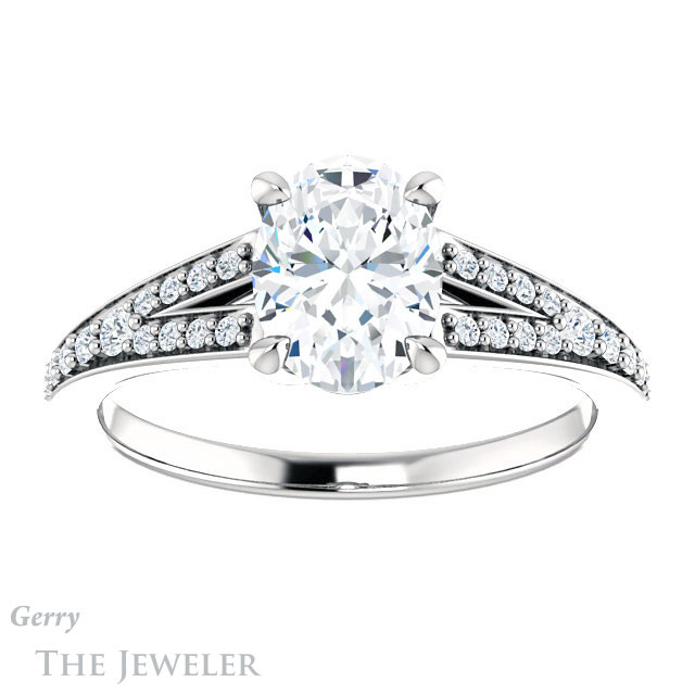 Oval Shaped Forever One Moissanite Engagement Ring #GTJ1262-oval-fo-w 1 Oval Shaped Forever One Moissanite Engagement Ring #GTJ1262-oval-fo-w