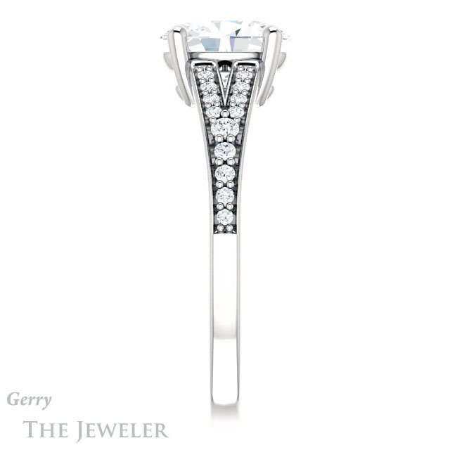 Oval Shaped Forever One Moissanite Engagement Ring #GTJ1262-oval-fo-w 3 Oval Shaped Forever One Moissanite Engagement Ring #GTJ1262-oval-fo-w