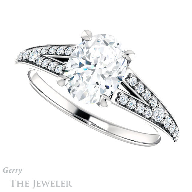 Oval Shaped Forever One Moissanite Engagement Ring #GTJ1262-oval-fo-w 5 Oval Shaped Forever One Moissanite Engagement Ring #GTJ1262-oval-fo-w
