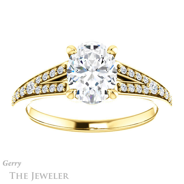 Oval Shaped Forever One Moissanite Engagement Ring #GTJ1262-oval-fo-y