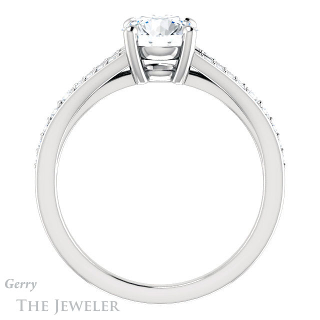 Round Cut Forever One Moissanite Engagement Ring #GTJ1262-round-fo-w