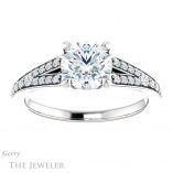 Round Cut Forever One Moissanite Engagement Ring #GTJ1262-round-fo-w