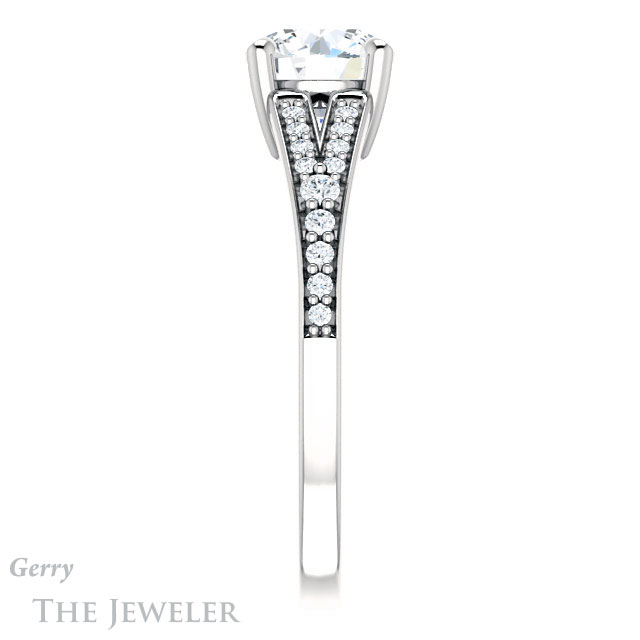 Round Cut Forever One Moissanite Engagement Ring #GTJ1262-round-fo-w