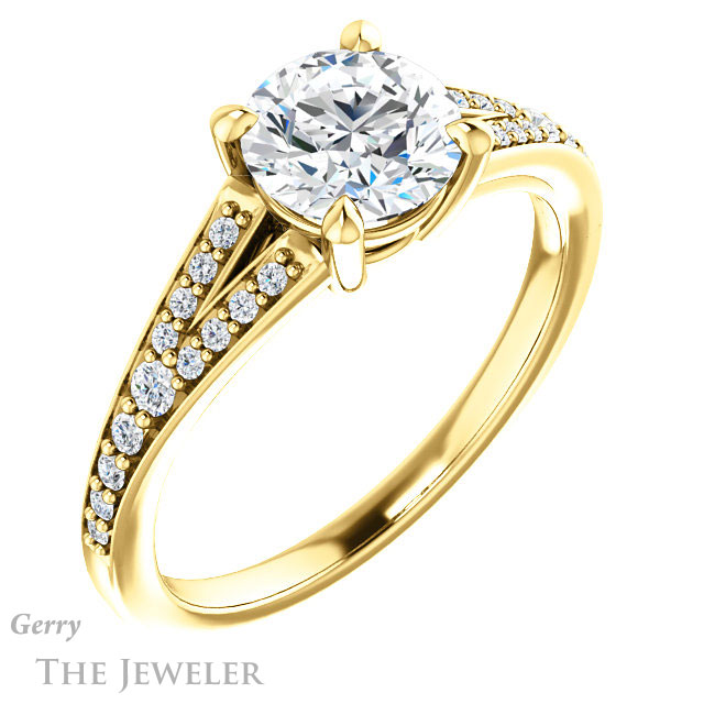 Round Cut Forever One Moissanite Engagement Ring #GTJ1262-round-fo-y 4 Round Cut Forever One Moissanite Engagement Ring #GTJ1262-round-fo-y