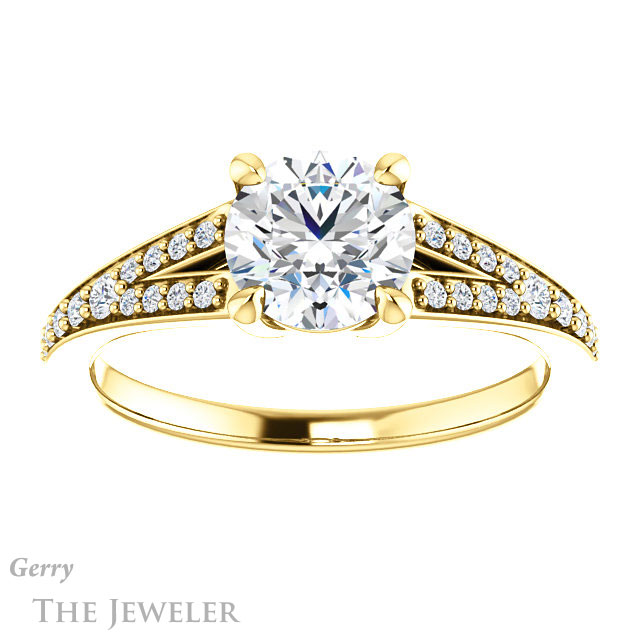 Round Cut Forever One Moissanite Engagement Ring #GTJ1262-round-fo-y 1 Round Cut Forever One Moissanite Engagement Ring #GTJ1262-round-fo-y