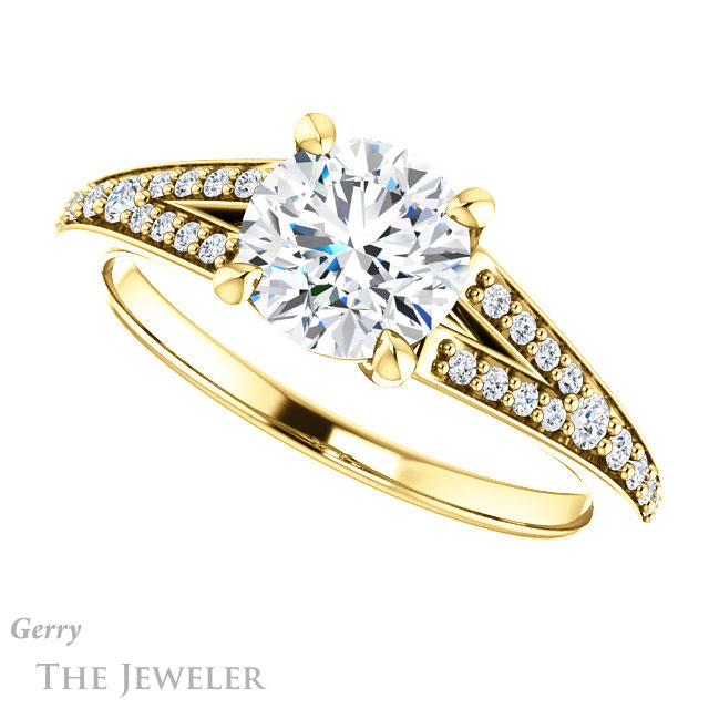Round Cut Forever One Moissanite Engagement Ring #GTJ1262-round-fo-y 5 Round Cut Forever One Moissanite Engagement Ring #GTJ1262-round-fo-y